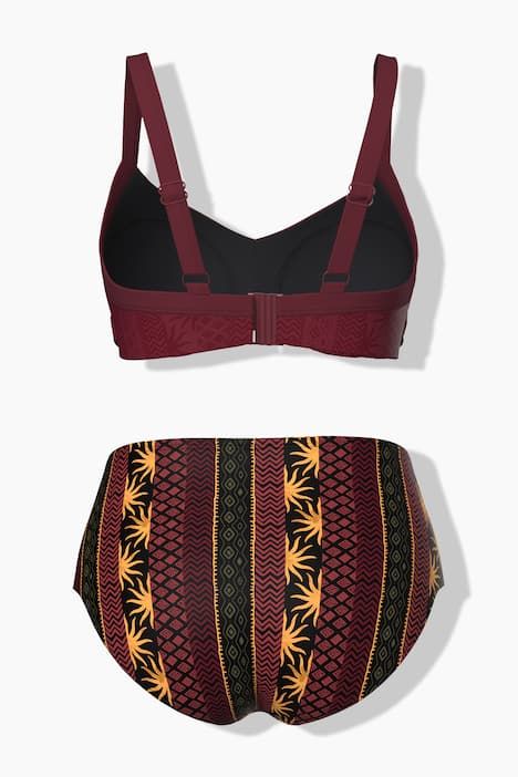 Bikini motif bohème, avec bonnets souples, bretelles ajustables et matière recyclée