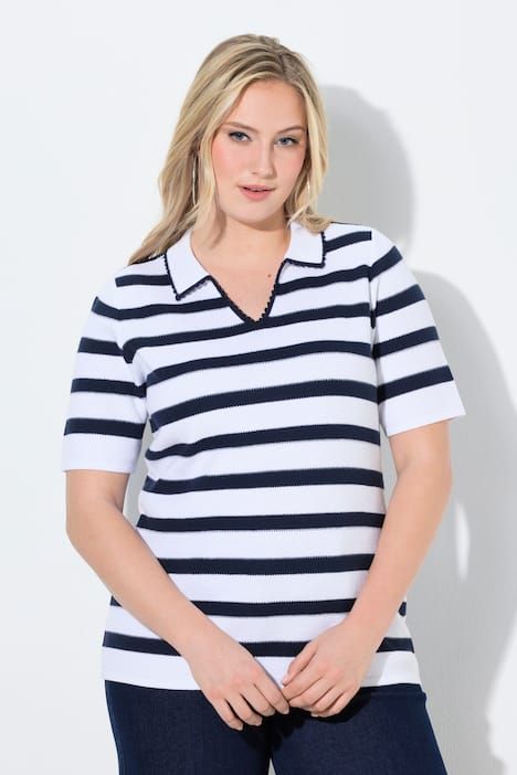 Pull à rayures, col polo et manches courtes, coupe Slim Fit