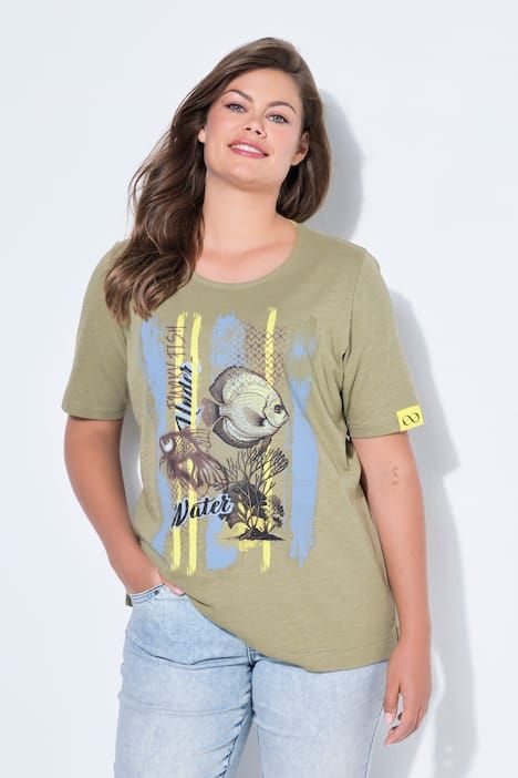 T-shirt avec imprimé, décolleté rond et manches courtes, label OEKO-TEX MIG