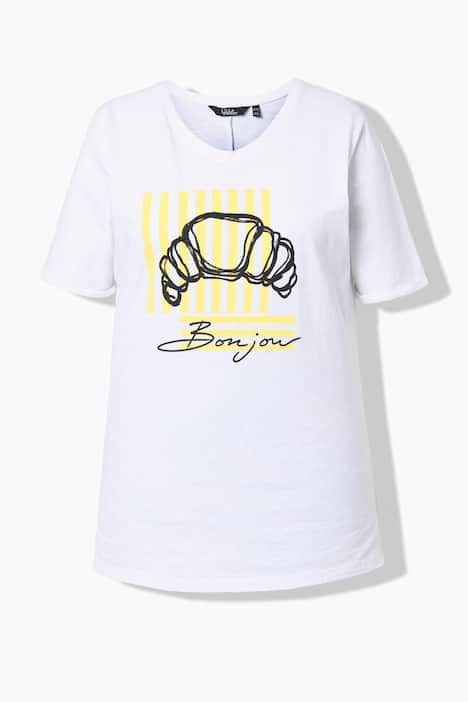 T-shirt motif croissant, coupe oversize, décolleté rond et manches courtes