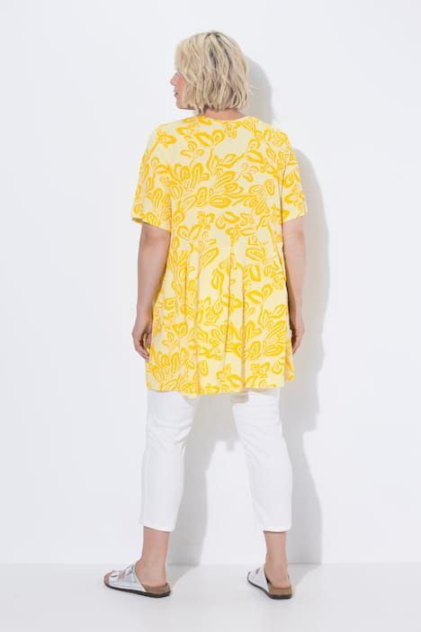 Blouse avec plis fantaisie, décolleté carré et manches courtes, coupe évasée