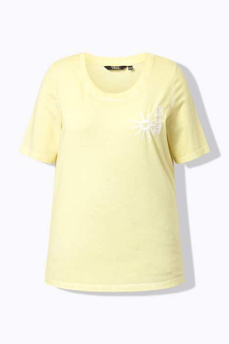T-shirt avec broderie soleil, décolleté rond et manches courtes