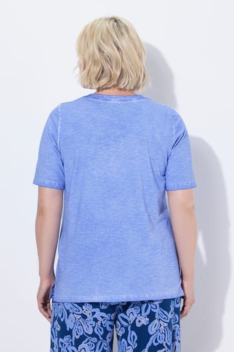 T-shirt avec broderie soleil, décolleté rond et manches courtes