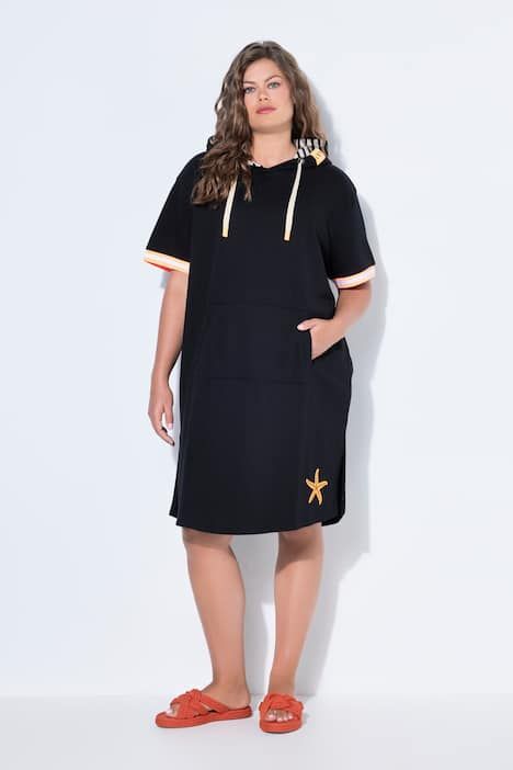 Robe de plage en molleton, manches courtes et capuche, label OEKO-TEX