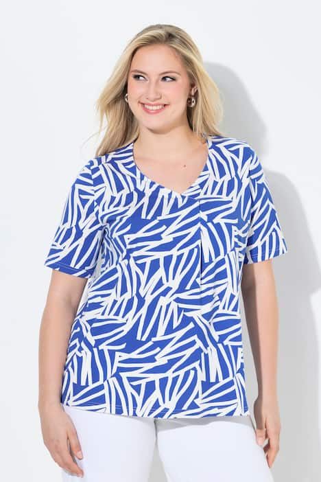 T-shirt avec pli fantaisie, décolleté en V et manches courtes, coupe évasée