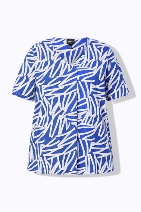 T-shirt avec pli fantaisie, décolleté en V et manches courtes, coupe évasée