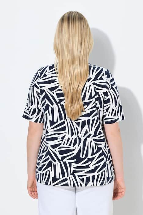 T-shirt avec pli fantaisie, décolleté en V et manches courtes, coupe évasée