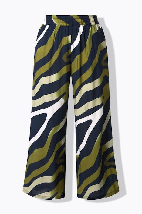 Pantalon Rose motif zébré, jambe large et taille élastique