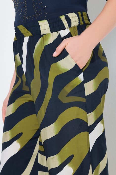 Pantalon Rose motif zébré, jambe large et taille élastique