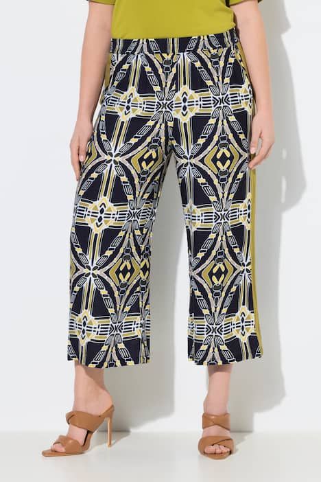 Jupe-culotte imprimé graphique, jambe large et taille élastique