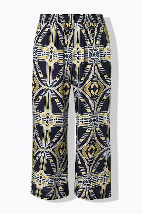 Jupe-culotte imprimé graphique, jambe large et taille élastique