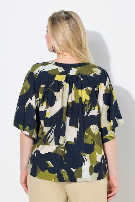 Blouse oversize, col tunisien et manches courtes