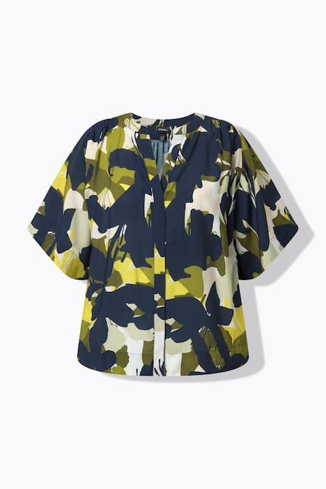 Blouse oversize, col tunisien et manches courtes