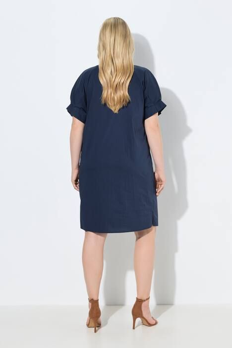 Robe oversize, col tunisien avec pli fantaisie, manches courtes