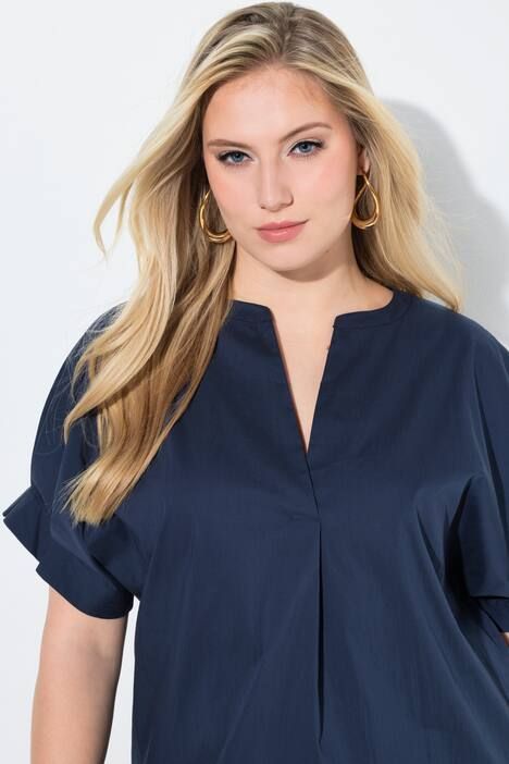 Robe oversize, col tunisien avec pli fantaisie, manches courtes