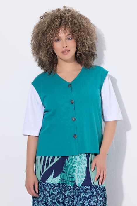 Gilet en jersey flammé, sans manches, encolure en V