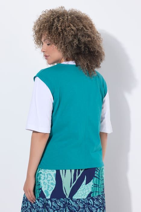 Gilet en jersey flammé, sans manches, encolure en V