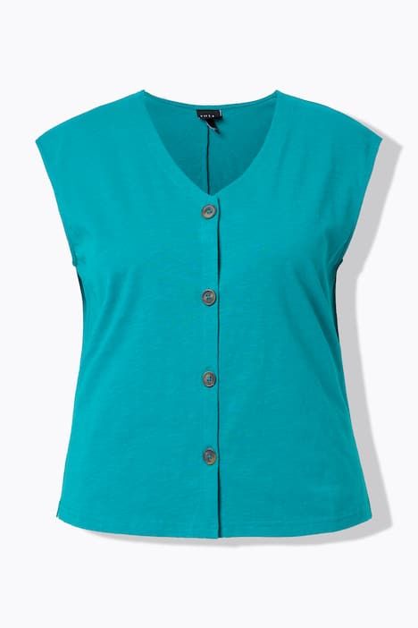 Gilet en jersey flammé, sans manches, encolure en V