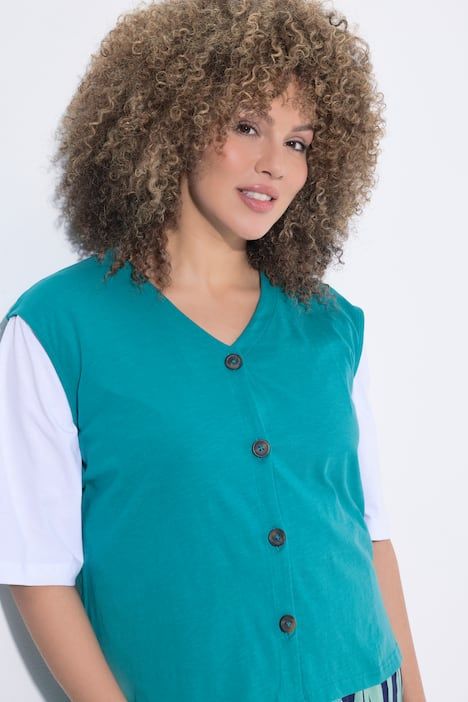 Gilet en jersey flammé, sans manches, encolure en V