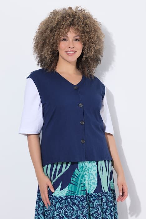 Gilet en jersey flammé, sans manches, encolure en V