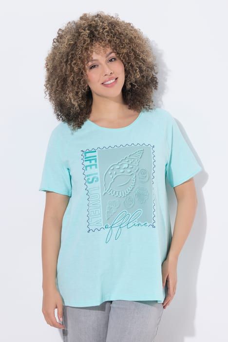T-shirt motif coquillage, décolleté rond et manches courtes, coupe évasée