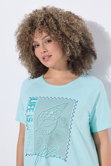T-shirt motif coquillage, décolleté rond et manches courtes, coupe évasée