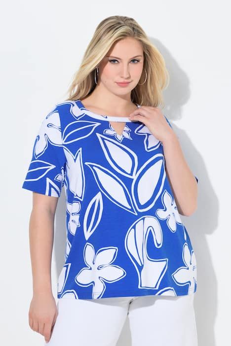 T-shirt avec découpe, décolleté rond et manches courtes, coupe évasée