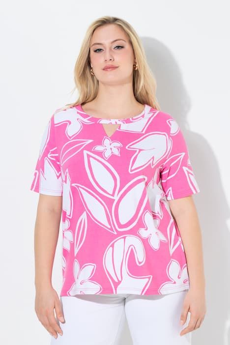 T-shirt avec découpe, décolleté rond et manches courtes, coupe évasée