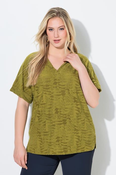 T-shirt oversize, décolleté en V et manches courtes