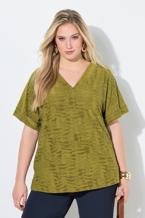 T-shirt oversize, décolleté en V et manches courtes