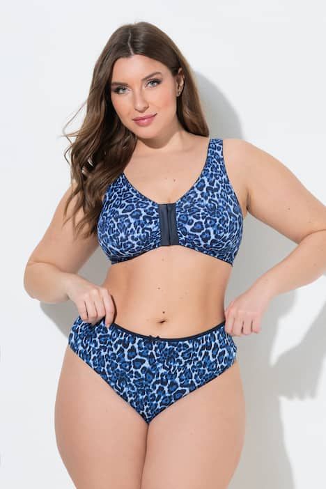 Lot de 3 strings, motif léopard / tons bleus