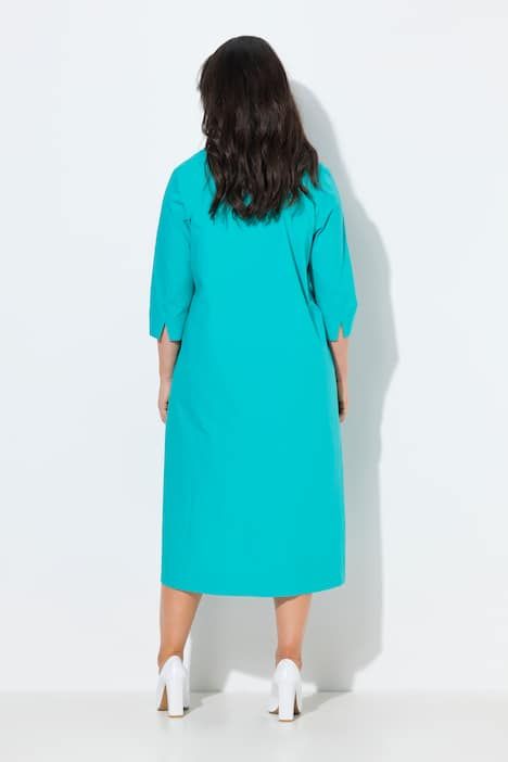 Robe midi en Papertouch, col calice et manches 3/4, coupe évasée