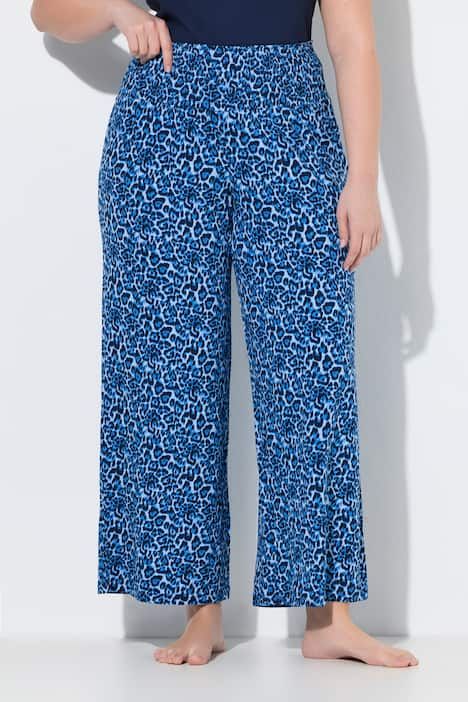 Pantalon Marlène, motif léopard, jambe large et taille élastique