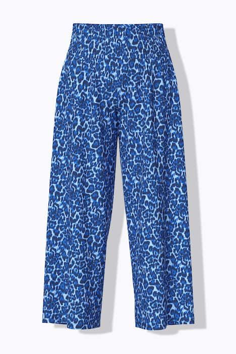 Pantalon Marlène, motif léopard, jambe large et taille élastique