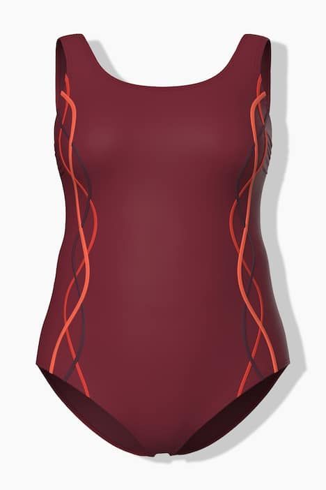 Maillot de bain une pièce, sans bonnets souples, passepoils fantaisie et décolleté rond