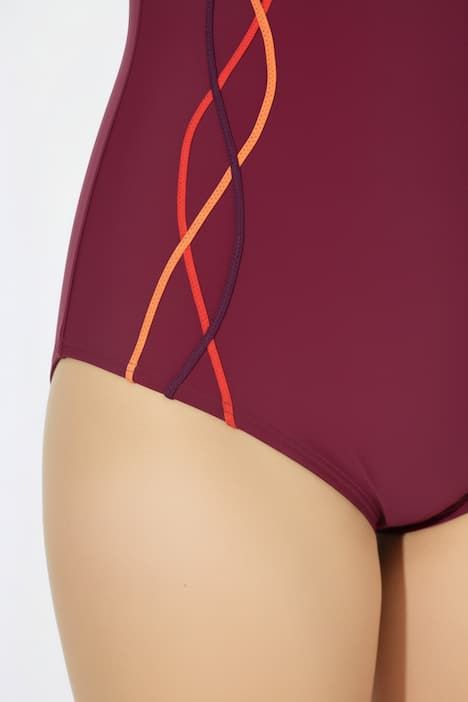 Maillot de bain une pièce, sans bonnets souples, passepoils fantaisie et décolleté rond