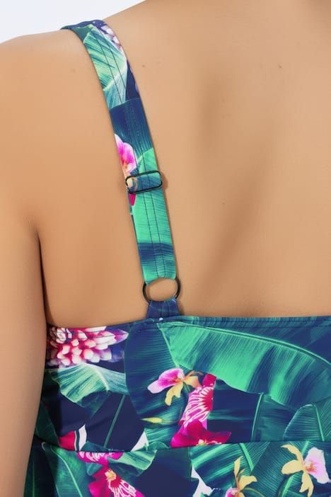 Tankini à fleurs, bonnets souples et bretelles réglables, matière recyclée