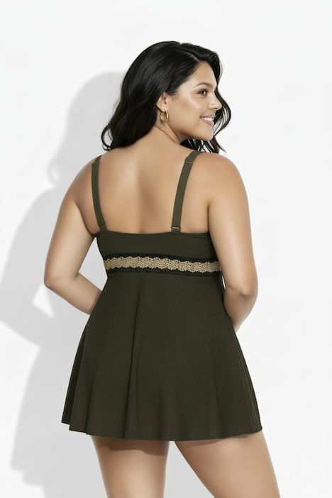 Tankini avec bande fantaisie, bonnets souples et bretelles ajustables, matière recyclée