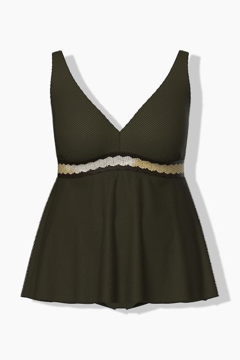 Tankini avec bande fantaisie, bonnets souples et bretelles ajustables, matière recyclée