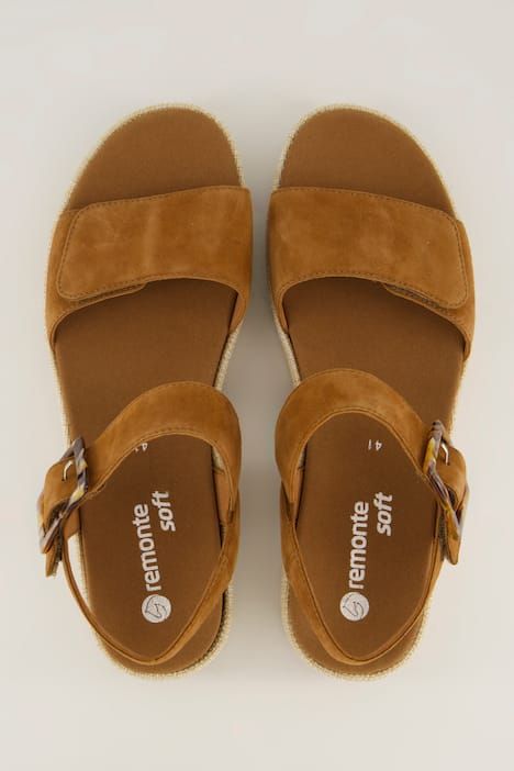 Sandales en cuir Remonte, semelle compensée - largeur F 1/2