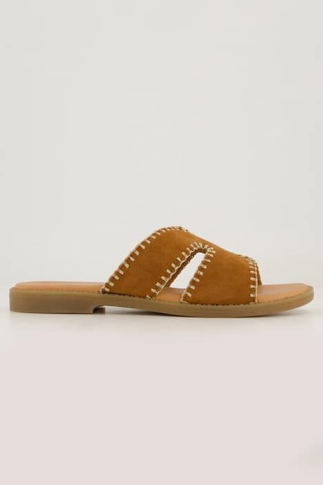 Slippers en cuir Remonte, empiècement élastique et broderies - largeur F 1/2