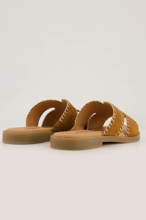 Slippers en cuir Remonte, empiècement élastique et broderies - largeur F 1/2