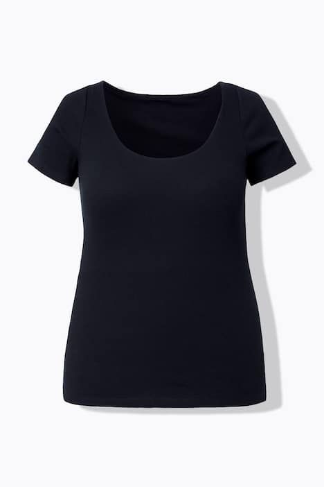 T-shirt avec soutien-gorge intégré, décolleté en V et manches courtes