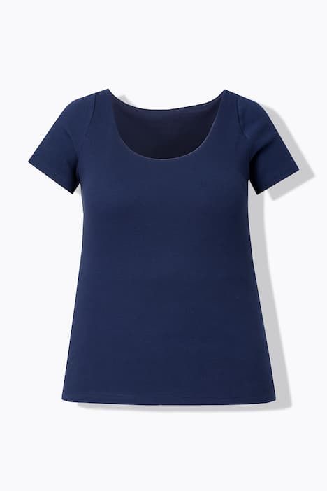 T-shirt avec soutien-gorge intégré, décolleté en V et manches courtes