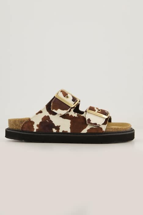 Mules en cuir Rohde, motif vache, semelle intérieure revêtue de cuir - largeur G