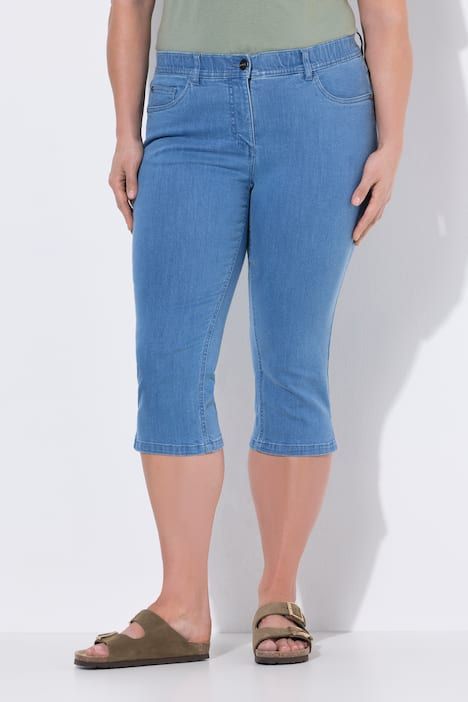 Corsaire en jean, coton bio, bas de jambe fendu et taille confortable