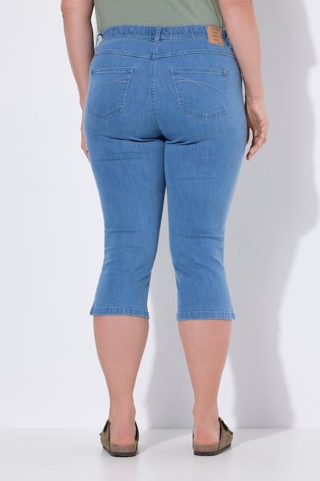 Corsaire en jean, coton bio, bas de jambe fendu et taille confortable