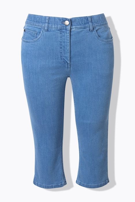 Corsaire en jean, coton bio, bas de jambe fendu et taille confortable