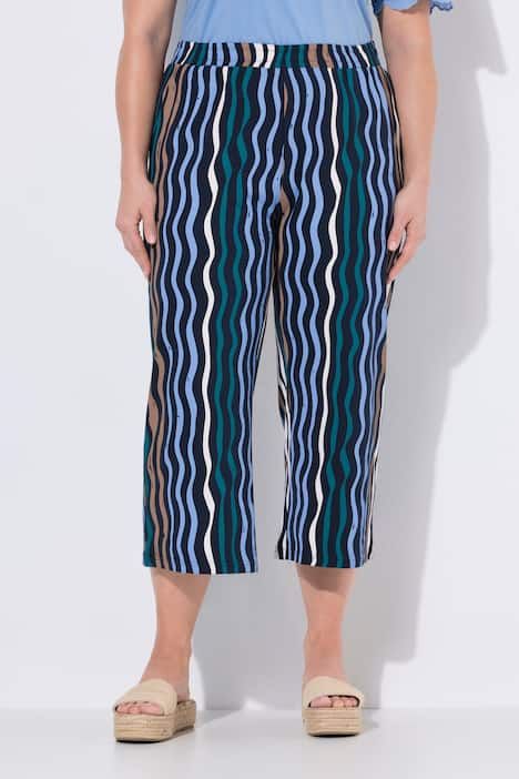 Jupe-culotte en jersey de coton bio, motif vagues et jambe évasée