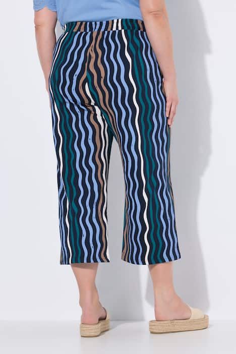 Jupe-culotte en jersey de coton bio, motif vagues et jambe évasée